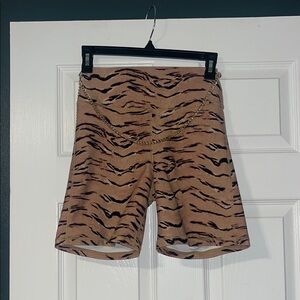WeWoreWhat Tan and Black Tiger Print Bike Shorts